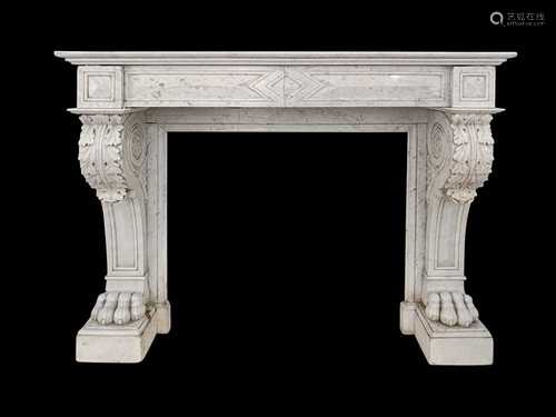 A GEORGE II STYLE MARBLE CHIMNEYPIECE