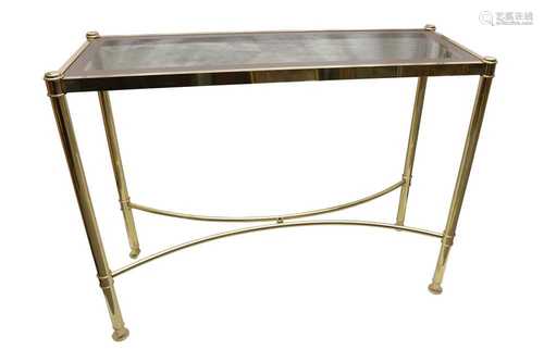 A RECTANGULAR BRASS CONSOLE TABLE, CONTEMPORARY