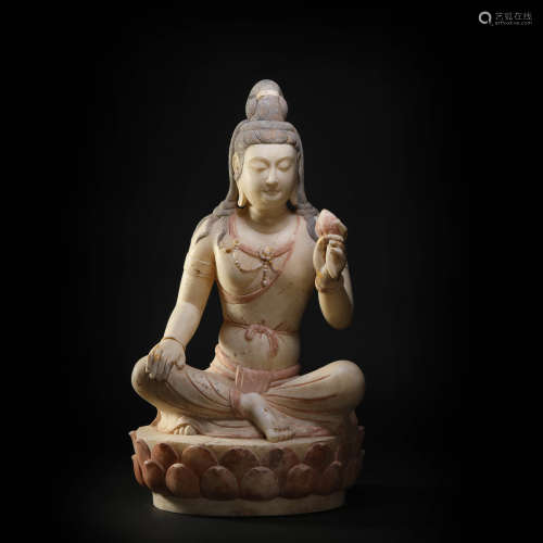 中国北魏时期彩绘石雕佛像
