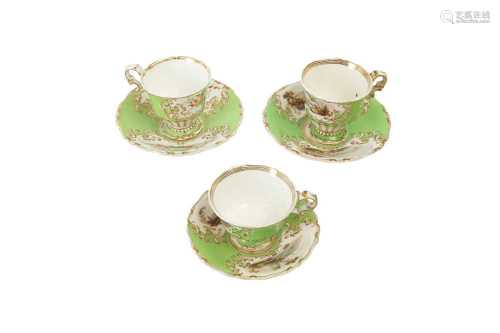 TWO COPELAND & GARRETT PORCELAIN CUPS AND SAUCERS, 19TH CENT...
