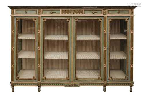 A FRENCH PAINTED BIBLIOTHEQUE OR BOOKCASE, EARLY 20TH CENTUR...