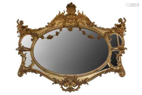 A 19TH CENTURY GILTWOOD OVERMANTEL MIRROR