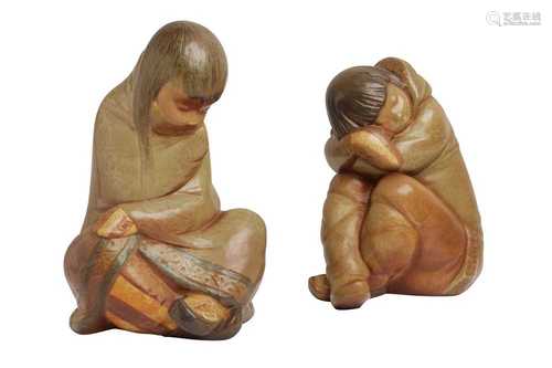 TWO LLADRO FIGURES OF ESKIMO CHILDREN