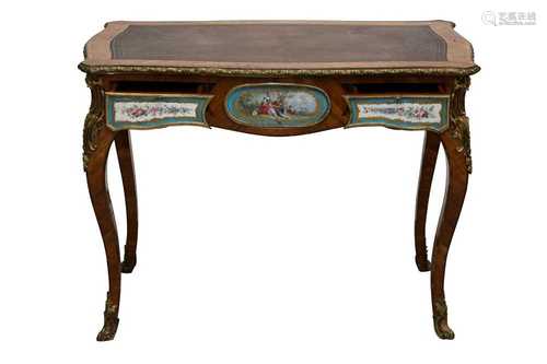 A FRENCH LOUIS XV STYLE KINGWOOD AND ORMOLU MOUNTED BUREAU P...