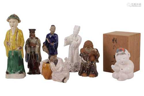 A COLLECTION OF POTTERY AND PORCELAIN CHINESE FIGURES, 20TH ...