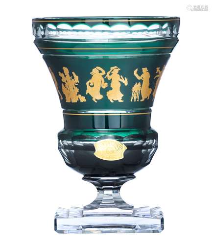 A green overlay Val-Saint-Lambert 'la danse de Flore' vase, ...