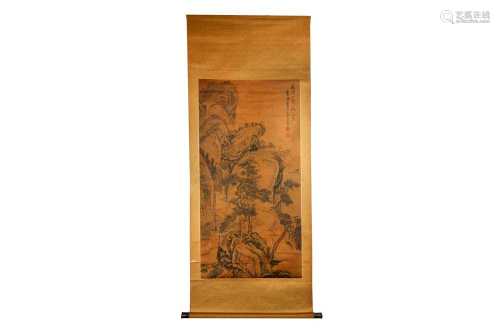 FOUR CHINESE HANGING SCROLL PAINTINGS.