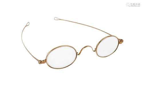 A PAIR OF 19TH CENTURY 14 CARAT GOLD SPECTACLES, 19TH CENTUR...