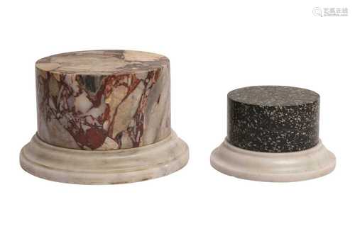 TWO MARBLE COLUMN BASES OR SOCLES, 19TH CENTURY