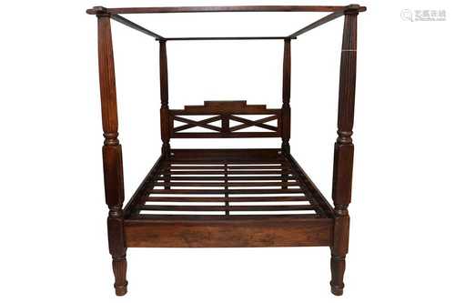 A CONTEMPORARY MAHOGANY FOUR POSTER BED