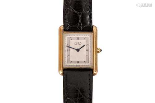 A LADIES' MUST DE CARTIER TANK WATCH