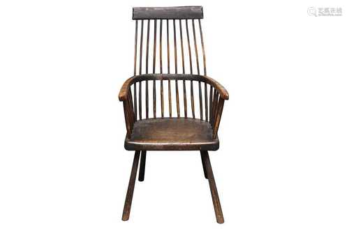 A VERNACULAR COMB BACK ASH WINDSOR ARMCHAIR, 18TH CENTURY