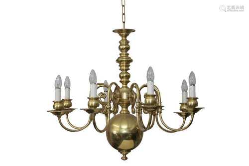 A DUTCH STYLE BRASS CHANDELIER, IN THE 18TH CENTURY STYLE, C...