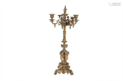 A FRENCH GILT BRONZE FIVE LIGHT CANDELABRA, 19TH CENTURY