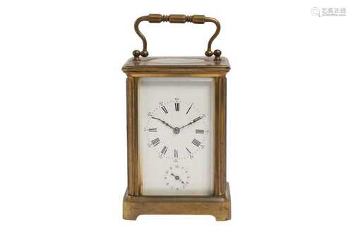 A FRENCH GILT BRASS CARRIAGE CLOCK, LATE 19TH CENTURY