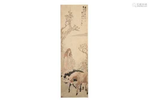 FOUR CHINESE HANGING SCROLL PAINTINGS.
