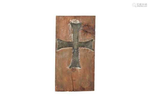 A GREEK ORTHODOX BRASS CROSS, PROBABLY A MUSEUM COPY, 20TH C...