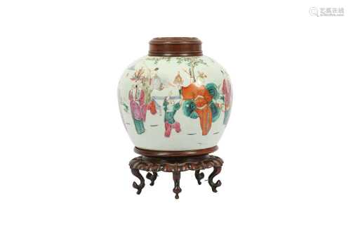 A CHINESE FAMILLE ROSE FIGURATIVE 'BOYS' JAR.
