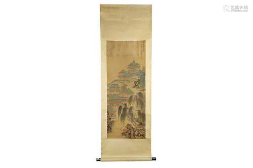 FOUR CHINESE HANGING SCROLL PAINTINGS ON SILK.