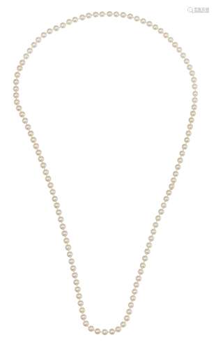 A knotted pearl 'sautoir' necklace, matinée length (47 cm x2...