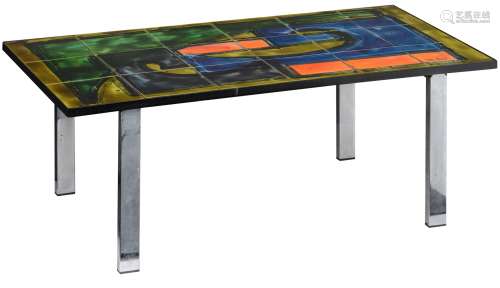 A '60s design coffee table, signed Juliette Belarti, H 37 - ...