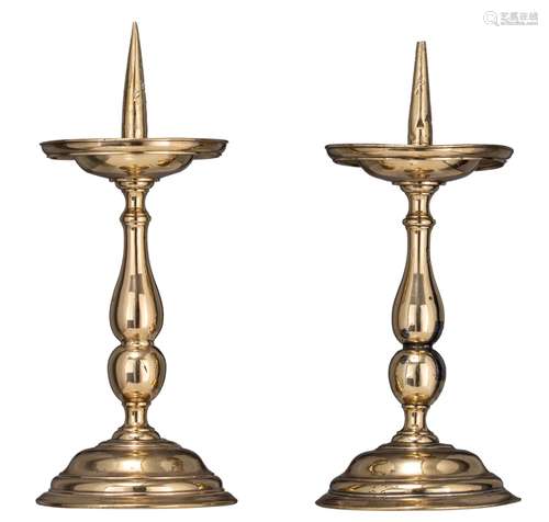 A pair of Baroque pricket candlesticks, the Southern Netherl...