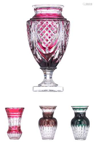 A collection of Val-Saint-Lambert vases, H 14,3 - 14,6 cm