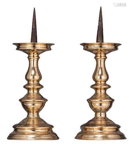 A pair of Baroque pricket candlesticks, the Southern Netherl...