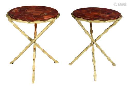 A vintage pair of 'Cravt Original' occasional tables, red ag...