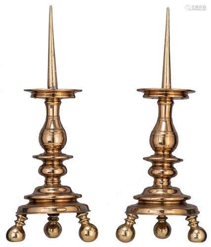 A pair of Baroque pricket candlesticks, the Southern Netherl...