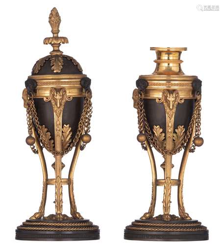 A fine pair of Louis XVI period cassolettes candlesticks, H ...