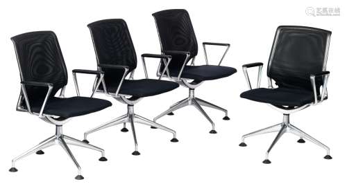 A set of four swivel office chairs, design by Alberto Meda f...