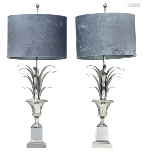 A pair of Maison Charles style lamps, '70's, H 74,5 cm