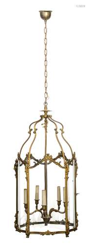 A Napoleon III gilt bronze hall lantern, H 84 - W 45 cm