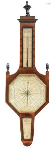 A mahogany veneered barometer by 'Lesy - Peellaert, Bruges',...