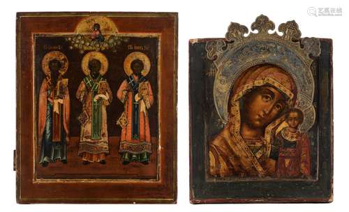 Two Russian icons, 19thC, 27 x 35 - 30 x 36 cm