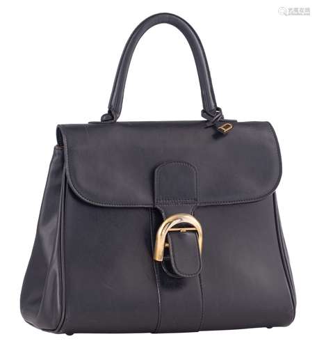 A Delvaux Brillant black leather handbag, H 22 x 26,5 cm