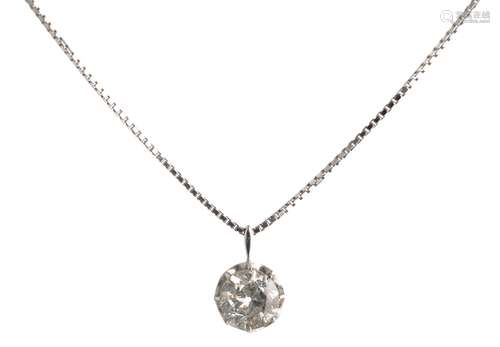 An 18 ct. white gold pendant set with a 1920-30s old Mine br...