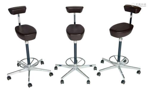 A set of three vintage barstools, by George Nelson for Vitra...