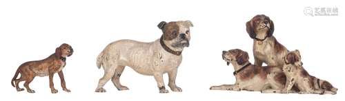 A collection of three Vienna cold-painted bronze dogs, ca. 1...