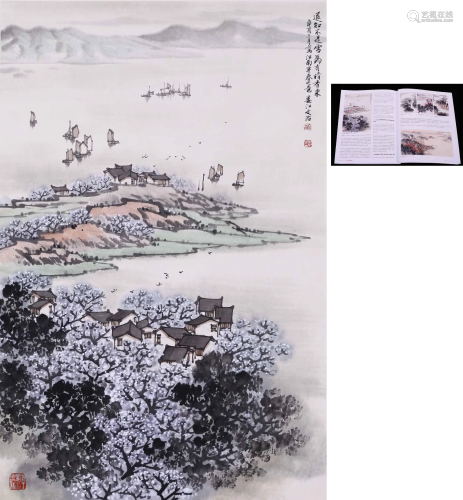 CHINESE SCROLL PAINTING OF LANDSCAPE SIGNED BY SONG