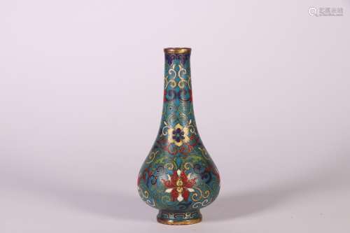 十八世紀乾隆年制款銅胎掐絲琺瑯錐把瓶