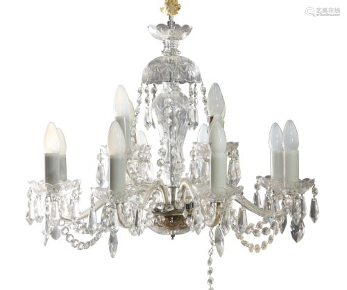 A GEORGIAN STYLE LUSTRE-DROP CHANDELIER, with two tiers
