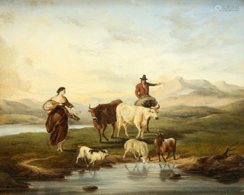 J* SIMPSON (18TH CENTURY), DROVER, MAID, COWS AND