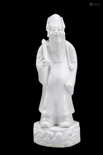 A CHINESE BLANC DE CHINE FIGURE OF A SCHOLAR, PROBABLY
