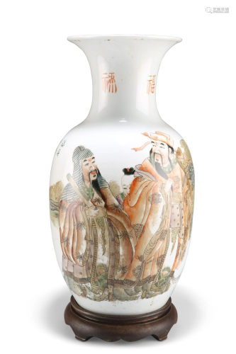 A CHINESE REPUBLICAN STYLE VASE, painted with Shou Lou