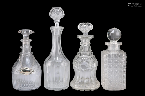 A GROUP OF FOUR GEORGIAN AND LATER GLASS DECA…