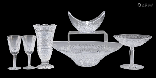 SIX PIECES OF WATERFORD GLASS, including A LARGE FLARED