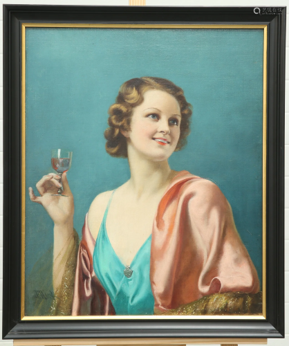 HAROLD HUME PIFFARD (1867-1938), WOMAN WITH A GLASS OF