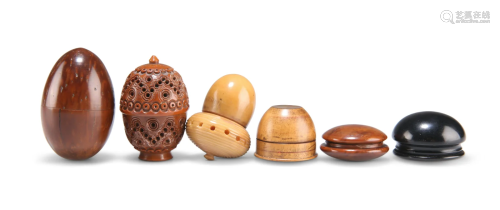 A GROUP OF 19TH CENTURY TREEN, comprising